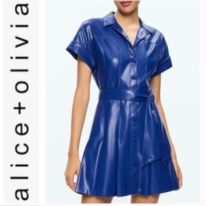 Alice + Olivia shirley Faux Leather Mini Dress